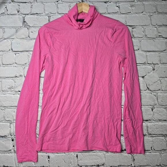 J. Crew Factory Tops - J Crew‎ Pink Long Sleeve Turtleneck Knit Top Size Medium Cotton Blend?